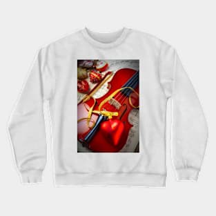 Red Heart On Violin Crewneck Sweatshirt